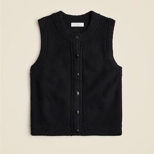 NWT Jcrew Cropped button-up sweater shell in black S